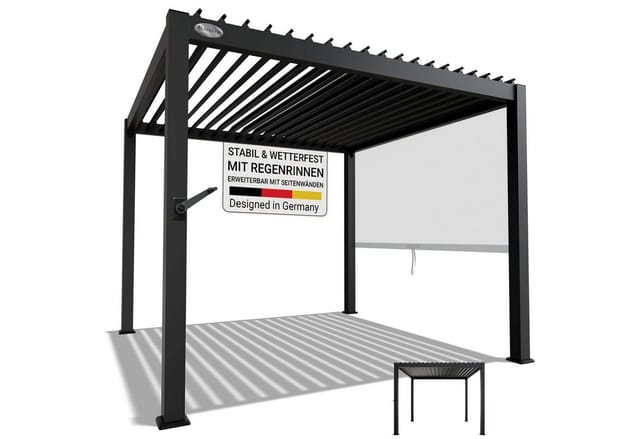 JUSKYS Pergola / Lamellendach Tahiti (3 x 3 m, anthrazit)