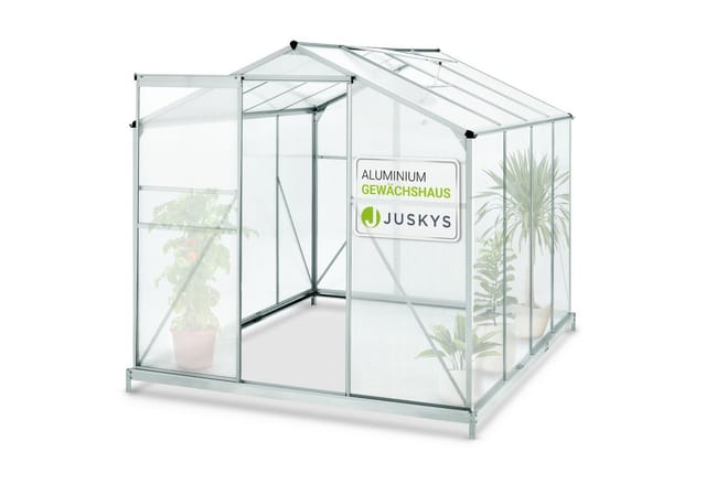 Juskys Aluminium Gewächshaus GH250F1 4,75m² mit 1 Dachfenster inklusive Fundament