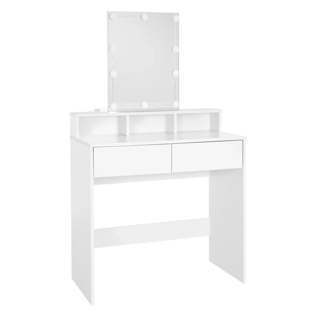 ML-Design Schminktisch mit LED-Beleuchtung Spiegel Schubladen 80x40x140 cm Weiß