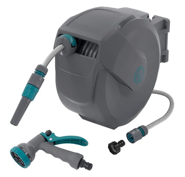 Ecd Germany Schlauchaufroller 15m Grau 180 Grad Schwenkbar Automatik