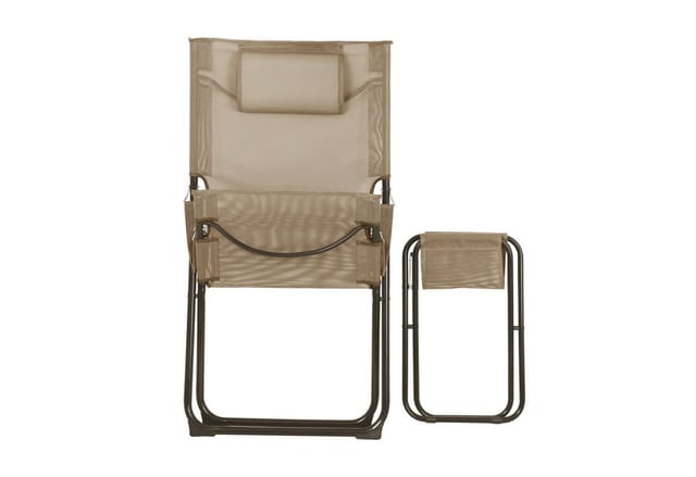 Svita Tomra Liegestuhl Mit Hocker Klappbar Campingstuhl Kopfkissen Taupe