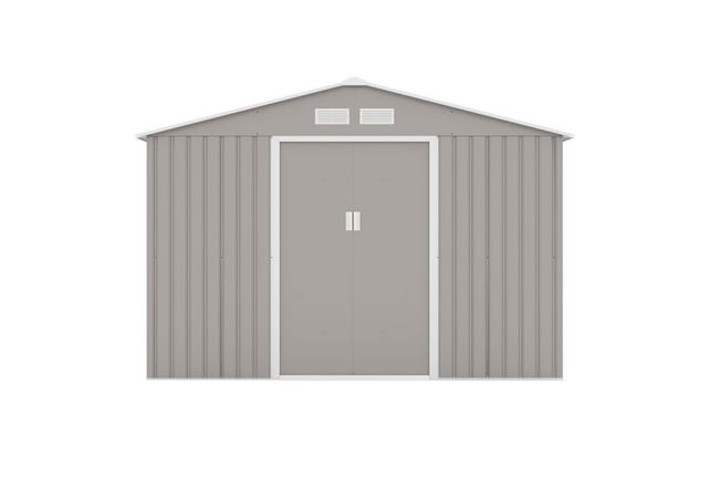 Hattoro S200 Metall Gerätehaus Mit Bodenrahmen Gartenschuppen 7,3 m³ Satteldach Hellgrau