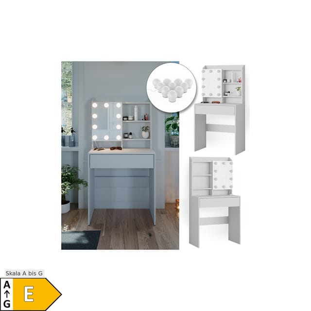 Vicco Schminktisch Laura Weiß 70 cm mit LED Beleuchtung