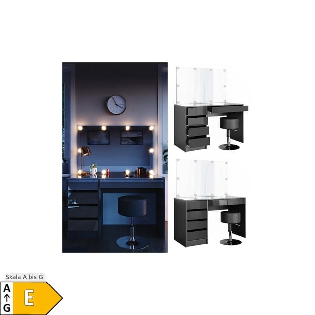 Vicco Schminktisch Sherry Anthrazit 120 cm mit LED Beleuchtung und Hocker
