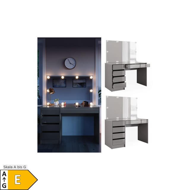 Vicco Schminktisch Sherry Grau 120 cm mit LED Beleuchtung