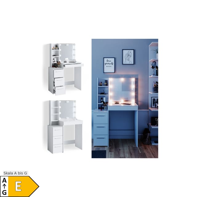 Vicco Schminktisch Meryl Weiß 40 cm mit LED Beleuchtung