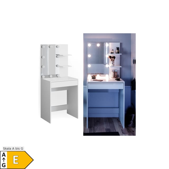 Vicco Schminktisch Isabelle Weiß 60 cm mit LED Beleuchtung