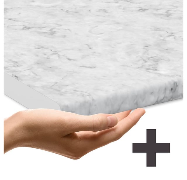 Vicco Raul Küchenzeile Weiß 240 cm AP Marmor mit LED-LeistenRaul ohne E-Geräte