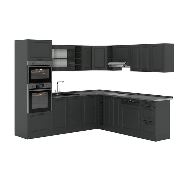 Vicco R-Line Eckküche Anthrazit Landhaus/Anthrazit 237 x 60 cm ohne Arbeitsplatte ohne E-Geräte