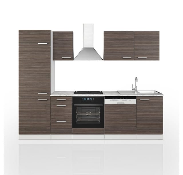 Vicco Optima Küchenzeile Edelgrau/Weiß 270 cm ohne ArbeitsplatteOptima ohne E-Geräte