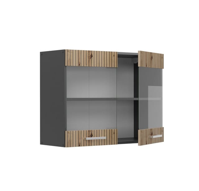 Vicco Küchenglasschrank R-Line Glashängeschrank Artisan-Eiche/Anthrazit 80 cm