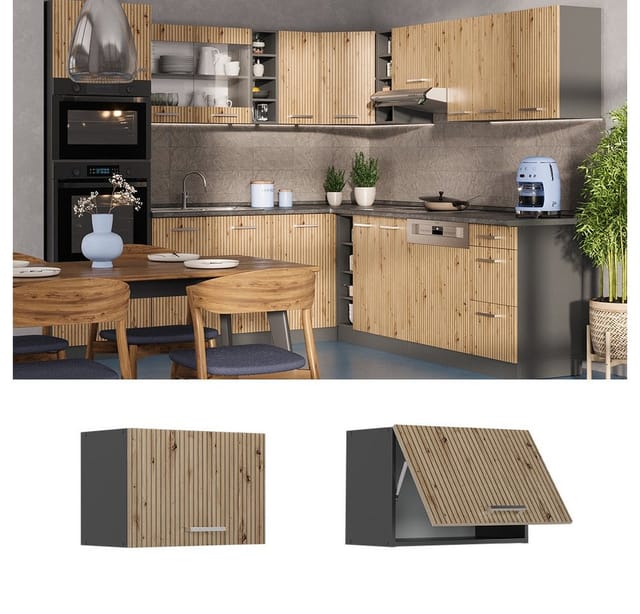 Vicco Hängeschrank R-Line Hängender Küchenschrank Artisan-Eiche/Anthrazit 60 cm Flach