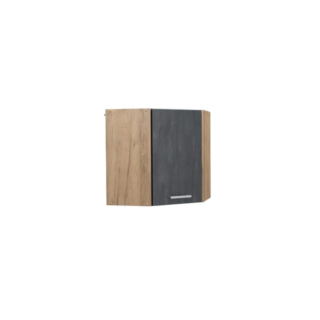 Vicco Eckhängeschrank R-Line Küchen-Eckschrank Schwarz Beton/Goldkraft Eiche 57 cm