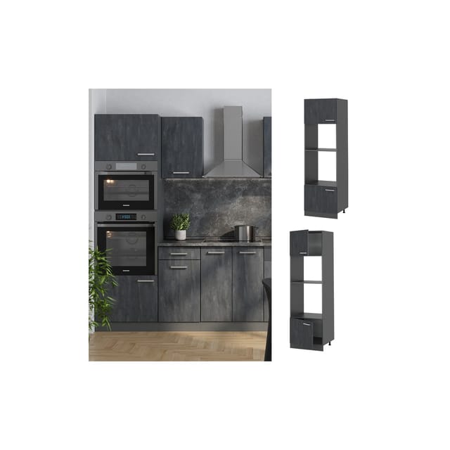 Vicco Mikrowellenschrank R-Line Küchenregal für die Mikrowelle Schwarz Beton/Anthrazit 60 cm