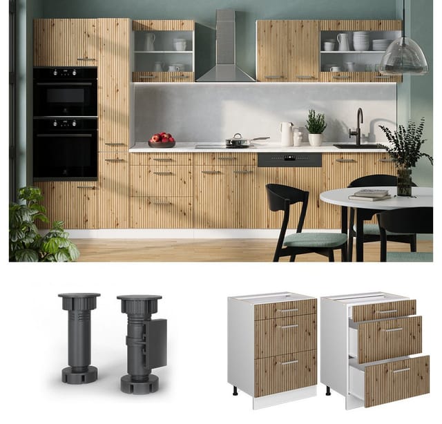 Vicco Küchenunterschrank R-Line Artisan-Eiche/Weiß 60 cm mit Schubladen ohne Arbeitsplatte