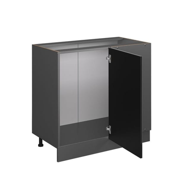 Vicco Eckunterschrank R-Line Schwarz Hochglanz/Anthrazit 86 cm ohne Arbeitsplatte
