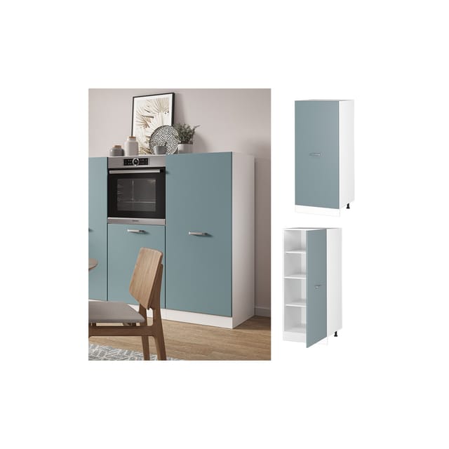 Vicco Herdumbauschrank R-Line Küchenkommode Blau-Grau/Weiß 60 cm