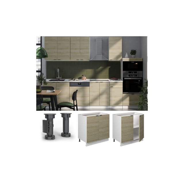Vicco Spülenunterschrank Fame-Line Eiche Paneel 80 cm mit Regal AP Anthrazit