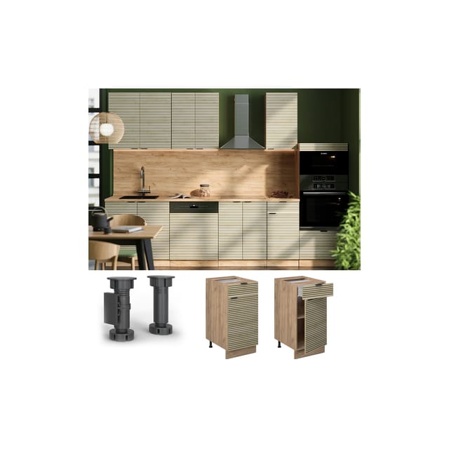 Vicco Küchenunterschrank Fame-Line Eiche Paneel 40 cm ohne Arbeitsplatte