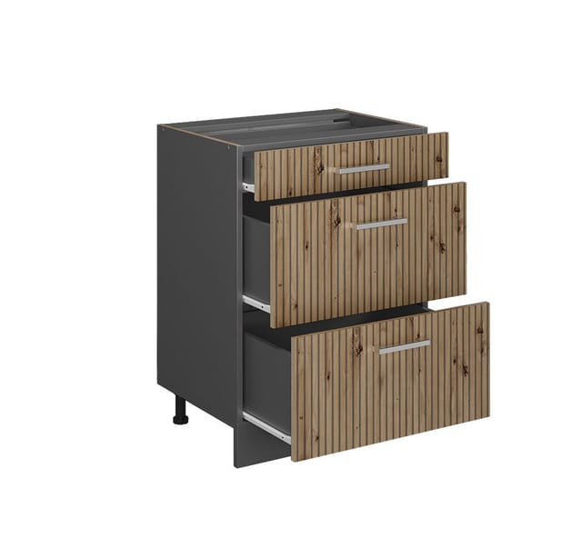 Vicco Küchenunterschrank R-Line Artisan-Eiche/Anthrazit 60 cm mit Schubladen ohne Arbeitsplatte