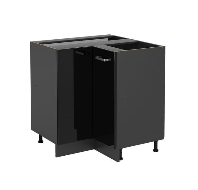 Vicco Eckunterschrank R-Line Schwarz Hochglanz/Anthrazit 76 cm ohne Arbeitsplatte