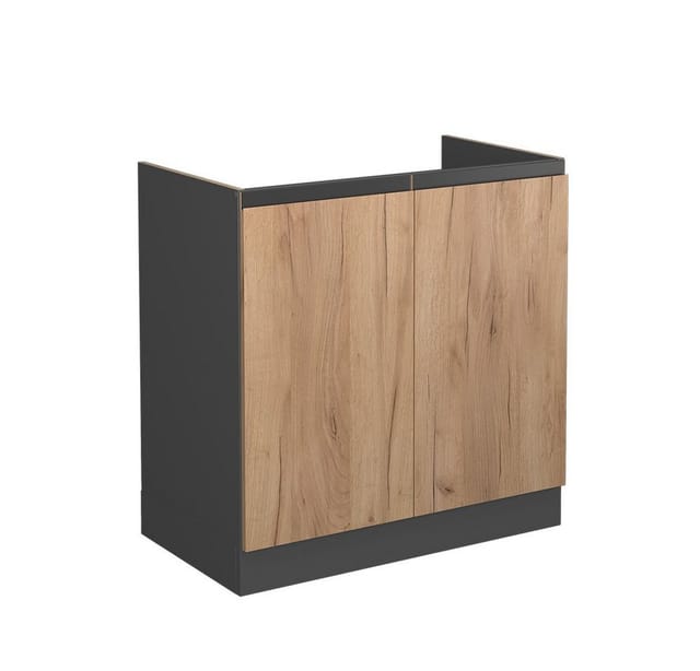 Vicco Spülenunterschrank R-Line Goldkraft Eiche/Anthrazit 80 cm J-Shape ohne Arbeitsplatte