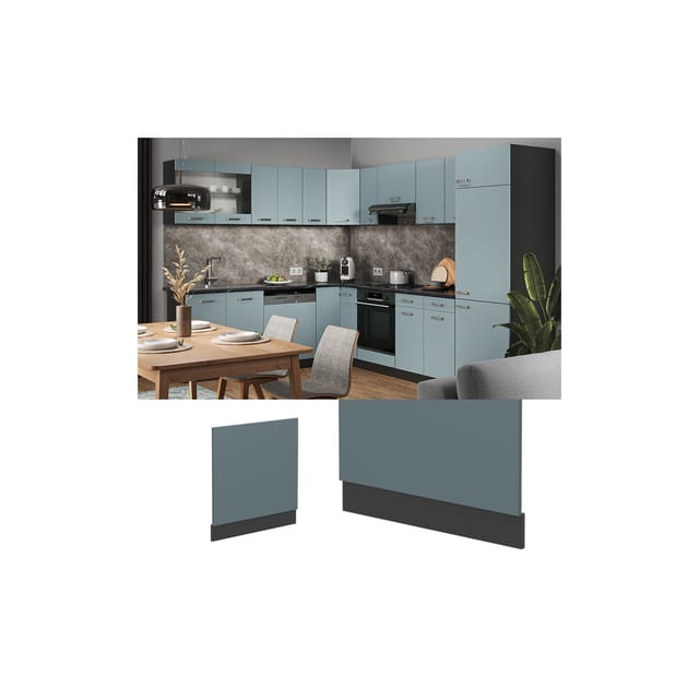Vicco Frontblende R-Line Blau-Grau/Anthrazit 60 cm ohne Arbeitsplatte