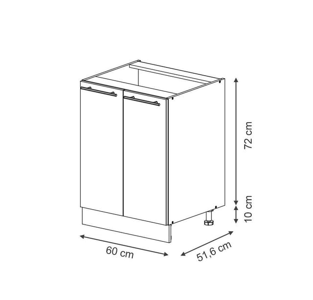 Vicco Küchenunterschrank Fame-Line Dunkelblau Hochglanz/Weiß 60 cm ohne Arbeitsplatte