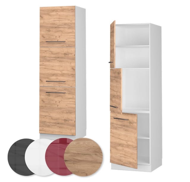 Vicco Herdumbauschrank Fame-Line Herdschrank Goldkraft Eiche/Weiß 60 cm