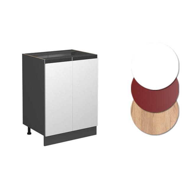 Vicco Küchenunterschrank R-Line Weiß/Anthrazit 60 cm J-Shape ohne Arbeitsplatte
