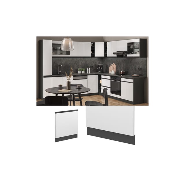 Vicco Frontblende R-Line Weiß/Anthrazit 60 cm J-Shape ohne Arbeitsplatte