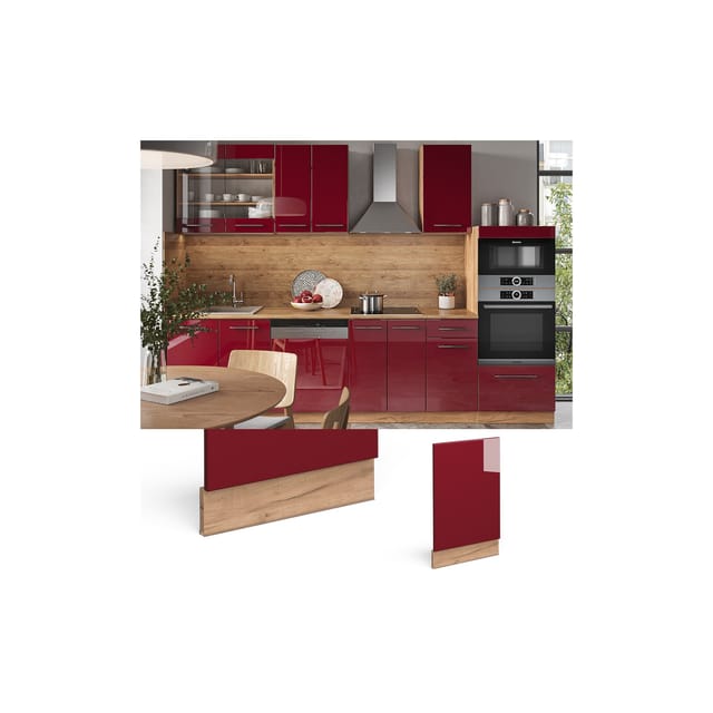 Vicco Frontblende Fame-Line Bordeaux Hochglanz/Goldkraft Eiche 45 cm ohne Arbeitsplatte