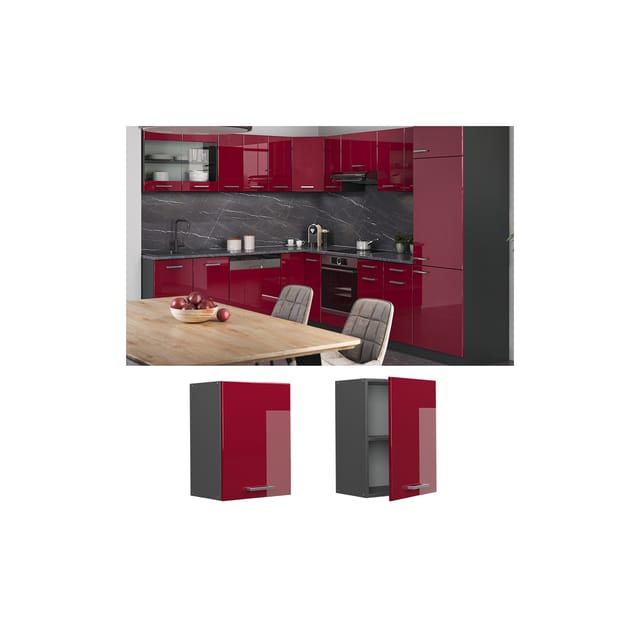 Vicco Hängeschrank R-Line Hängender Küchenschrank Bordeaux Hochglanz/Anthrazit 45 cm