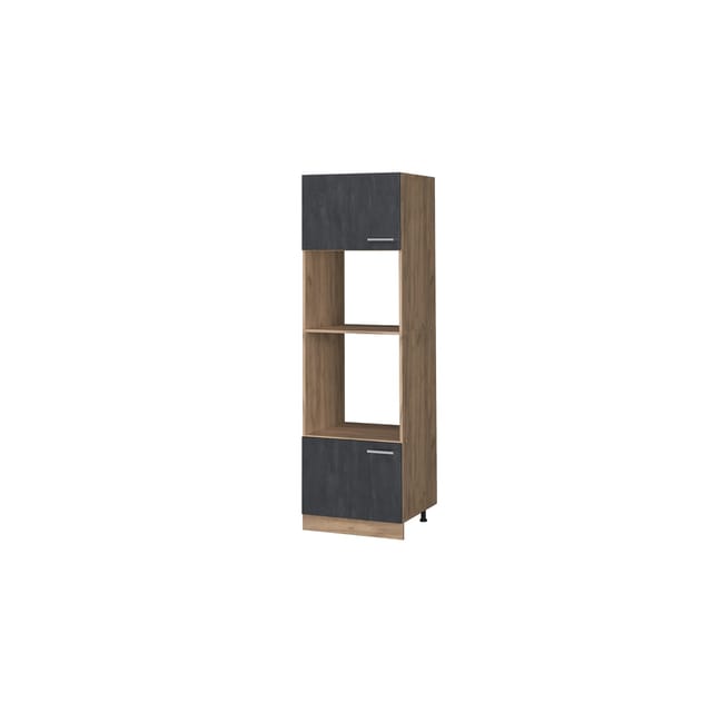 Vicco Mikrowellenschrank R-Line Küchenregal für die Mikrowelle Schwarz Beton/Goldkraft Eiche 60 cm