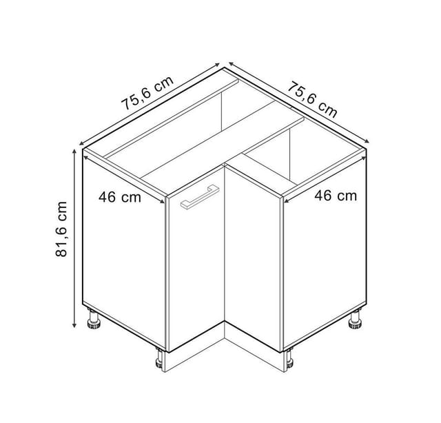 Vicco Eckunterschrank R-Line Blau-Grau/Weiß 76 cm ohne Arbeitsplatte