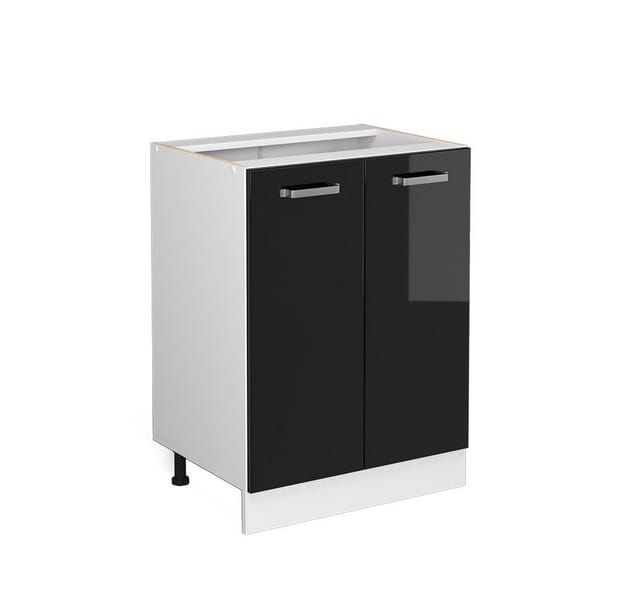 Vicco Küchenunterschrank R-Line Schwarz Hochglanz/Weiß 60 cm ohne Arbeitsplatte