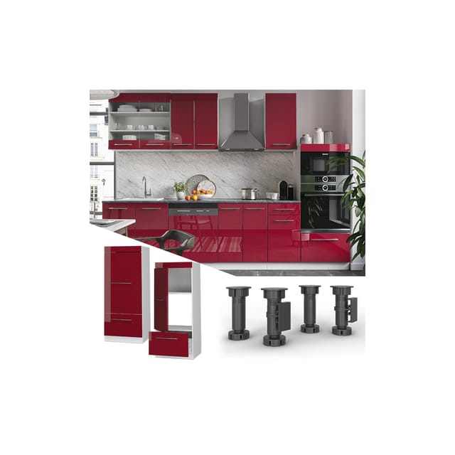 Vicco Mikrowellenschrank Fame-Line Küchenregal für die Mikrowelle Bordeaux Hochglanz/Weiß 60 cm