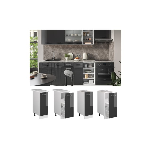 Vicco Apothekerschrank R-Line Anthrazit Hochglanz/Weiß 30 cm ohne Arbeitsplatte
