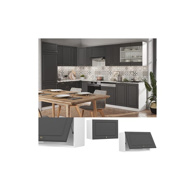 Vicco Hängeschrank Fame-Line Hängender Küchenschrank Anthrazit-Gold/Weiß 60 cm Flach