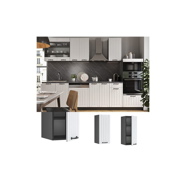 Vicco Hängeschrank Fame-Line Hängender Küchenschrank Weiß Landhaus/Anthrazit 30 cm