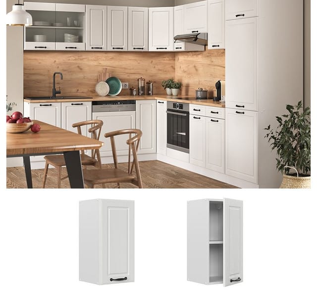 Vicco Hängeschrank R-Line Hängender Küchenschrank Weiß Landhaus/Weiß 30 cm
