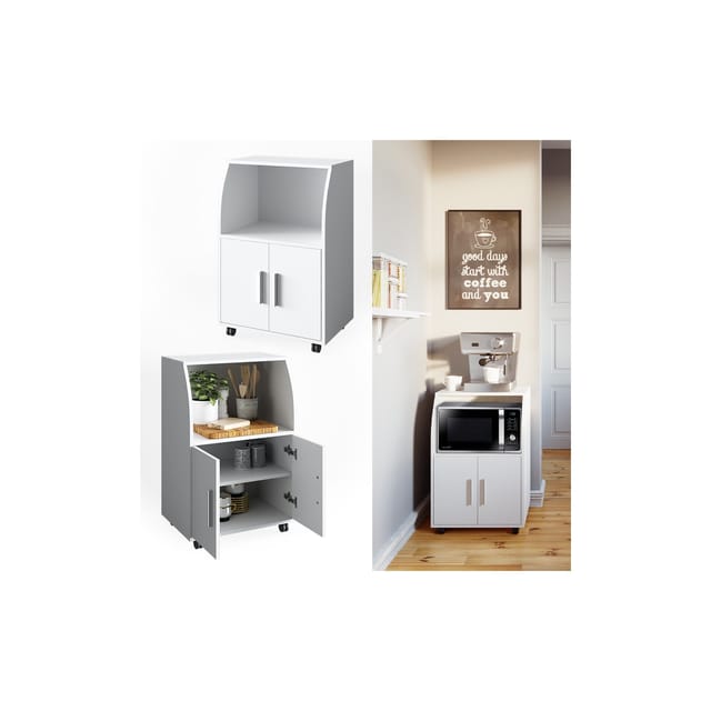 Vicco Rollcontainer Elio Rollbare Küchen-Minibar Weiß 55x83 cm
