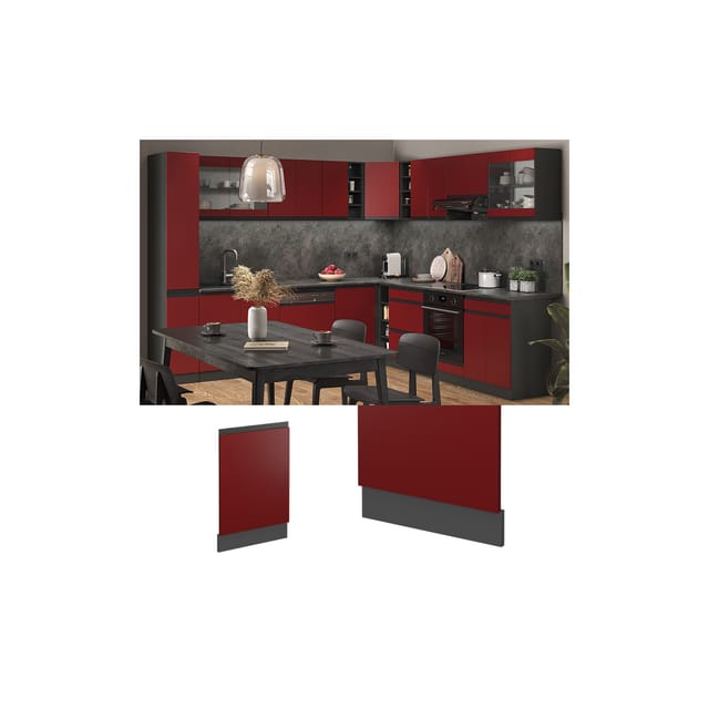 Vicco Frontblende R-Line Rot/Anthrazit 45 cm J-Shape ohne Arbeitsplatte