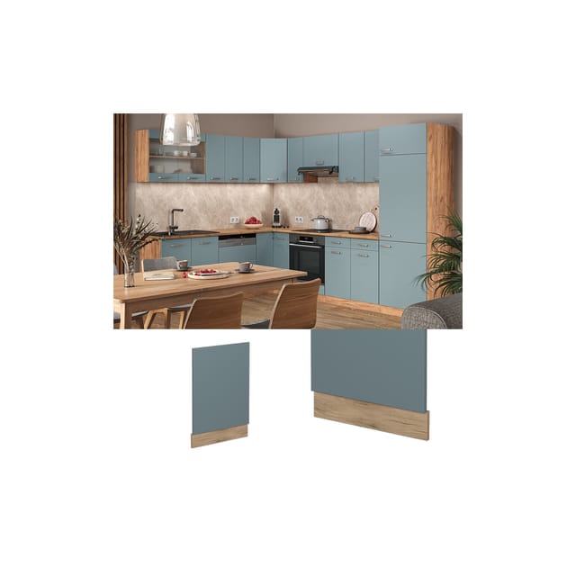 Vicco Frontblende R-Line Blau-Grau/Goldkraft Eiche 45 cm ohne Arbeitsplatte