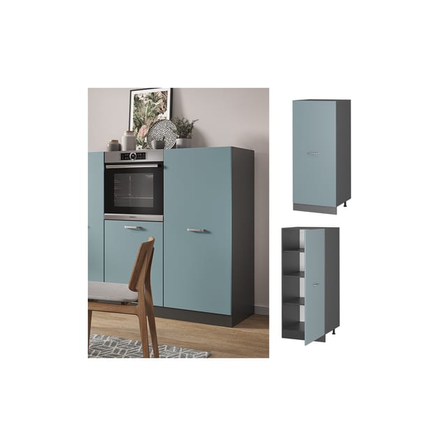 Vicco Hochschrank R-Line Küchenkommode Blau-Grau/Anthrazit 60 cm