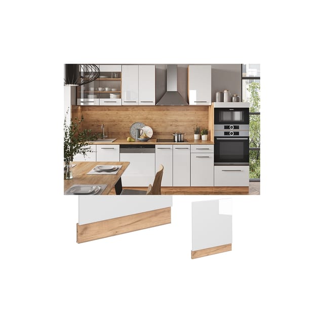 Vicco Frontblende Fame-Line Weiß Hochglanz/Goldkraft Eiche 60 cm ohne Arbeitsplatte