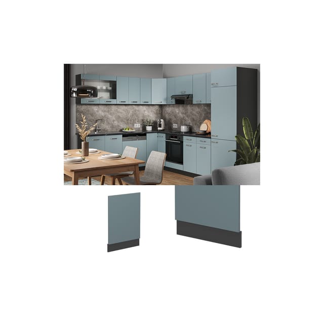 Vicco Frontblende R-Line Blau-Grau/Anthrazit 45 cm ohne Arbeitsplatte