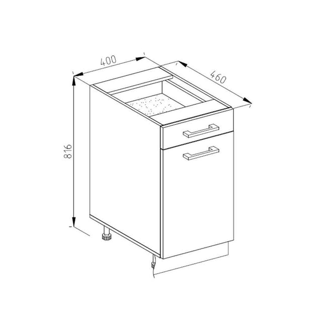 Vicco Küchenunterschrank R-Line Goldkraft Eiche/Anthrazit 40 cm J-Shape ohne Arbeitsplatte