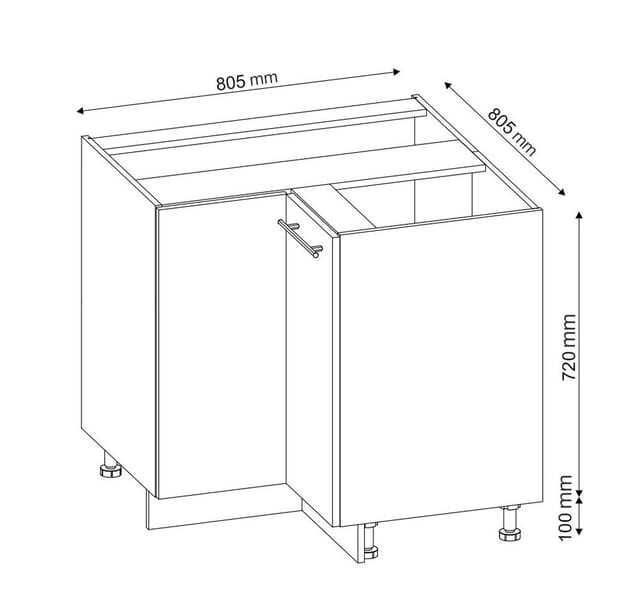 Vicco Eckunterschrank Fame-Line Goldkraft Eiche/Weiß 81 cm ohne Arbeitsplatte