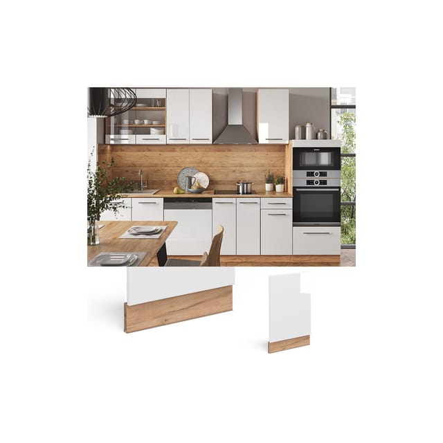 Vicco Frontblende Fame-Line Weiß Hochglanz/Goldkraft Eiche 45 cm ohne Arbeitsplatte